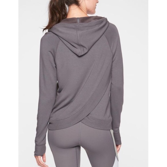 Athleta Tops - Athleta Gray Criss Cross Back Hoodie Sweatshirt